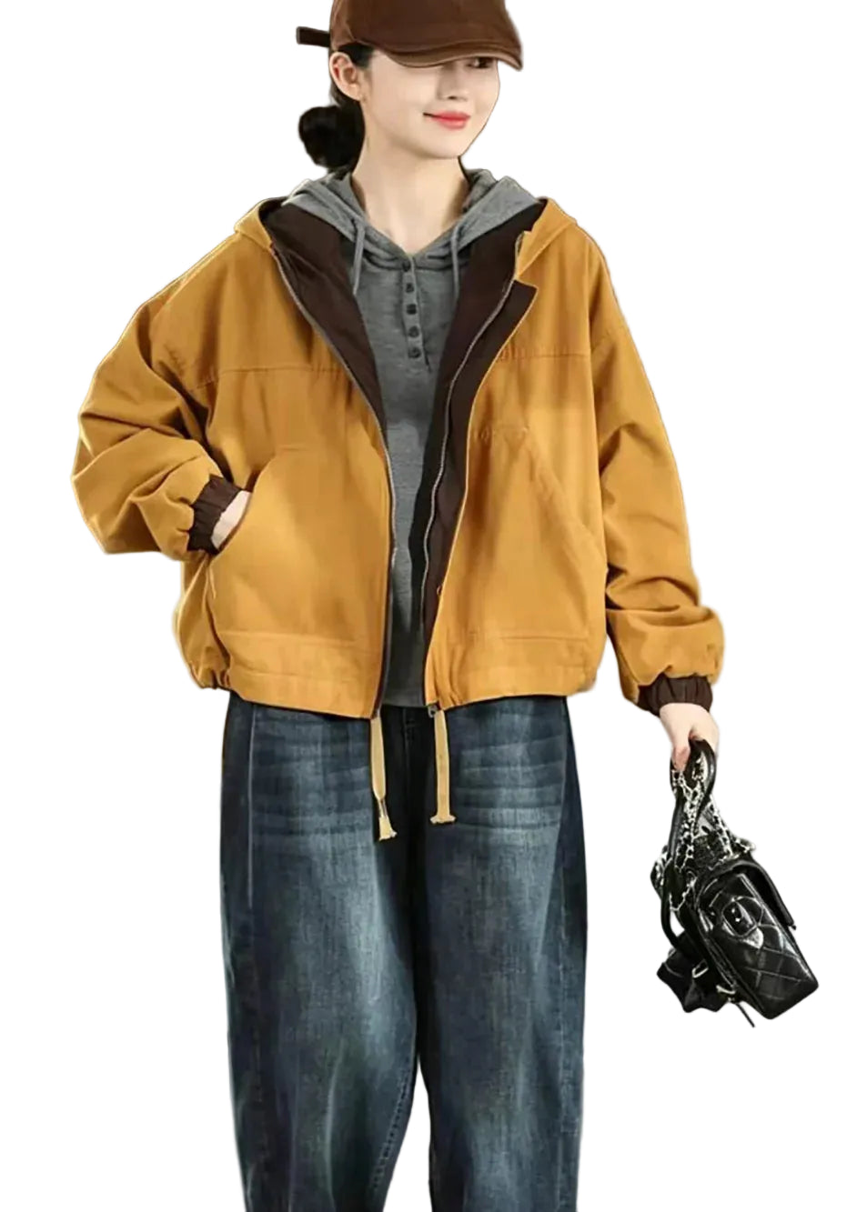 Veste Femme Réversible à Capuche Style Décontracté Automnal 0