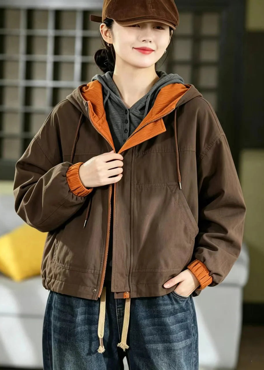 Veste Femme Réversible à Capuche Style Décontracté Automnal 1