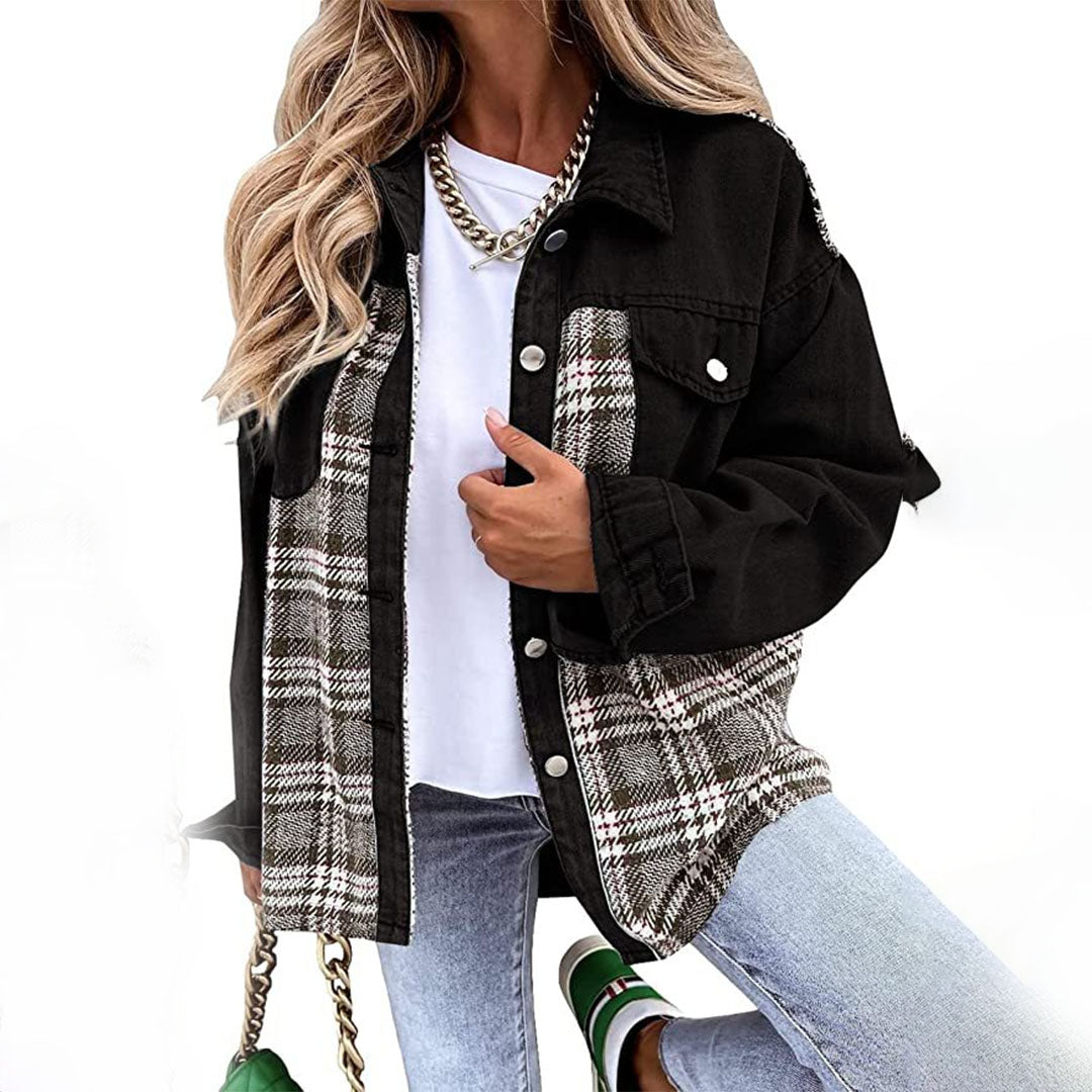Veste Femme Tendance Automne Design À Carreaux 0
