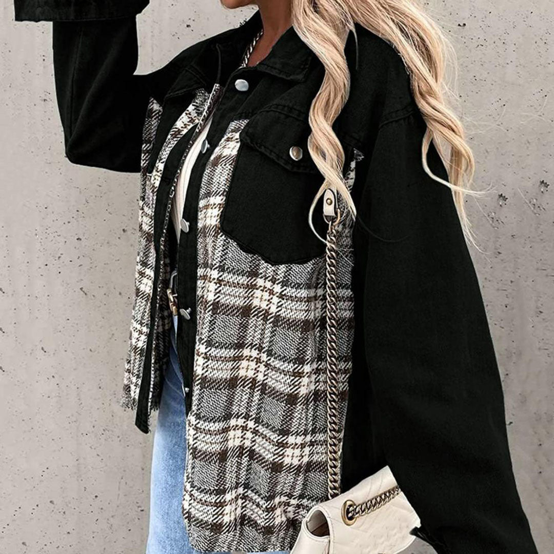 Veste Femme Tendance Automne Design À Carreaux 1