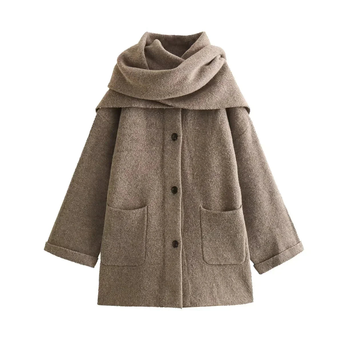Veste Femme Tricot Moderne avec Écharpe Intégrée 6