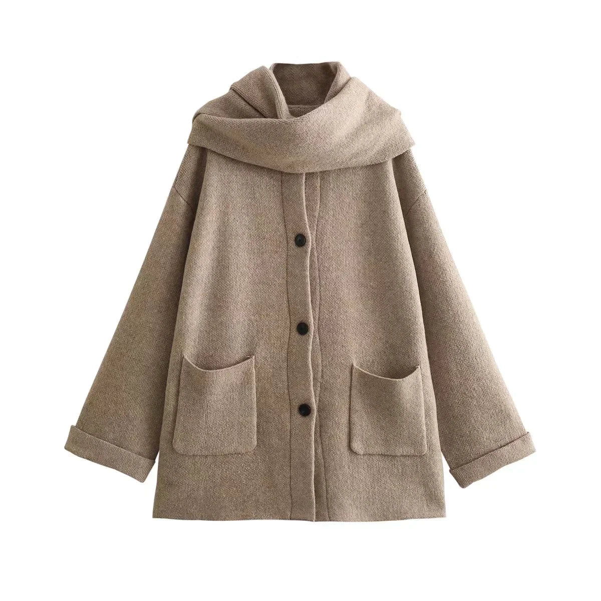 Veste Femme Tricot Moderne avec Écharpe Intégrée 7