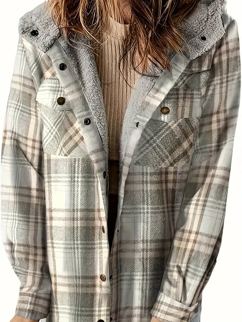 Veste Femme à Carreaux Moderne avec Fermeture Éclair 2