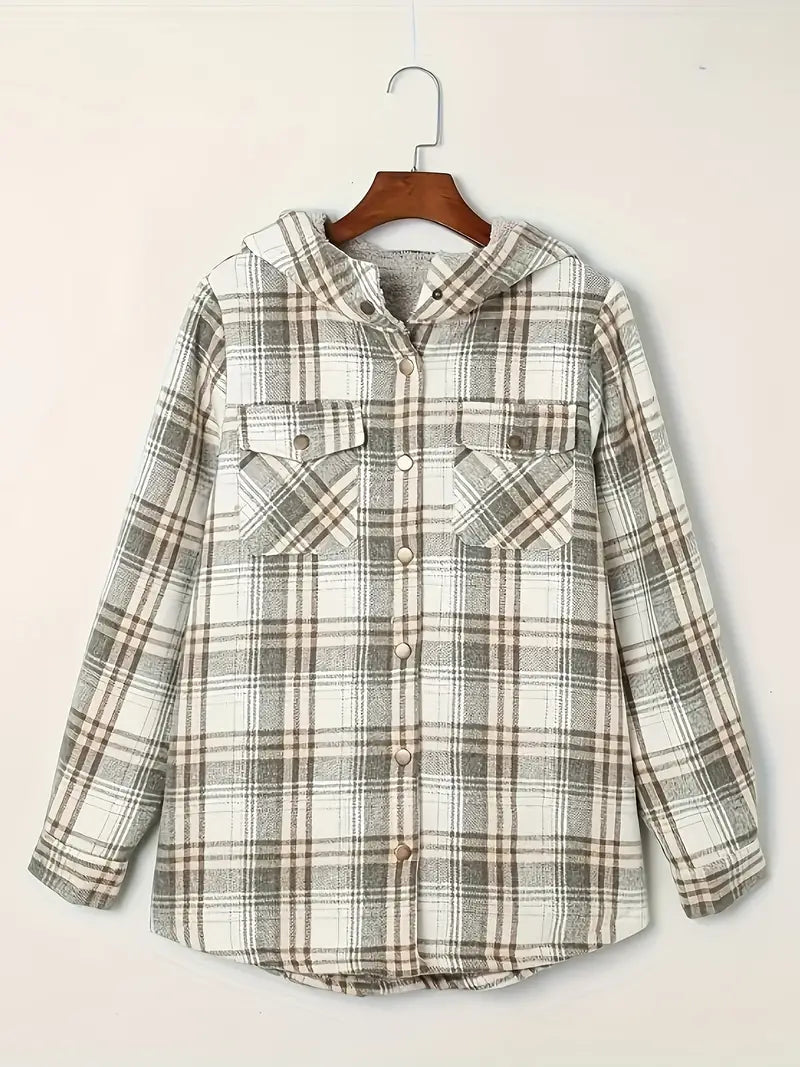 Veste Femme à Carreaux Moderne avec Fermeture Éclair 5