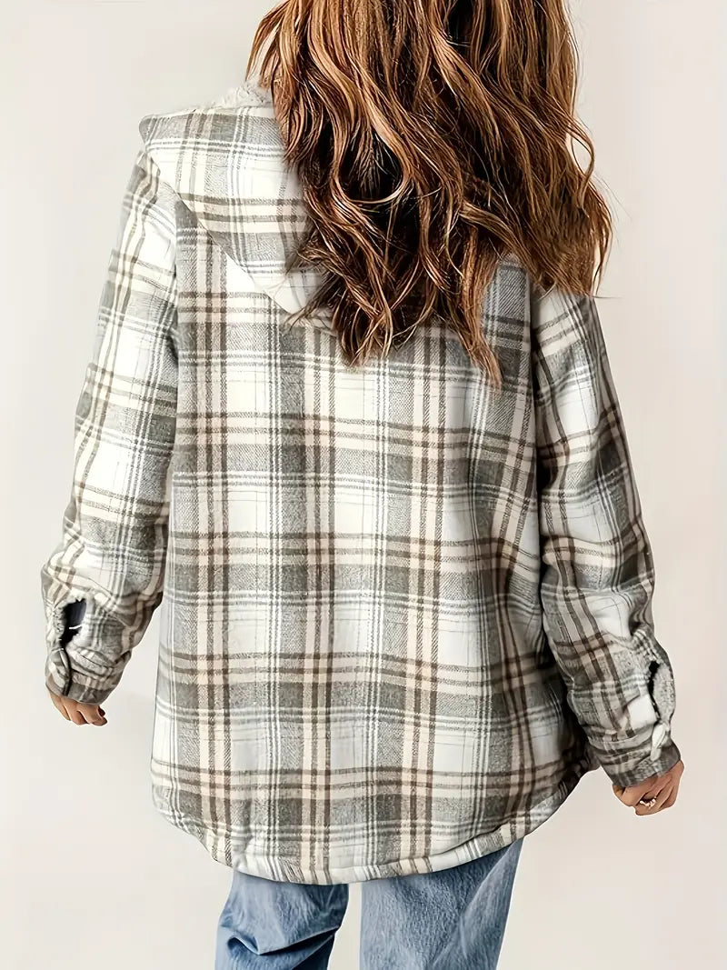 Veste Femme à Carreaux Moderne avec Fermeture Éclair 6