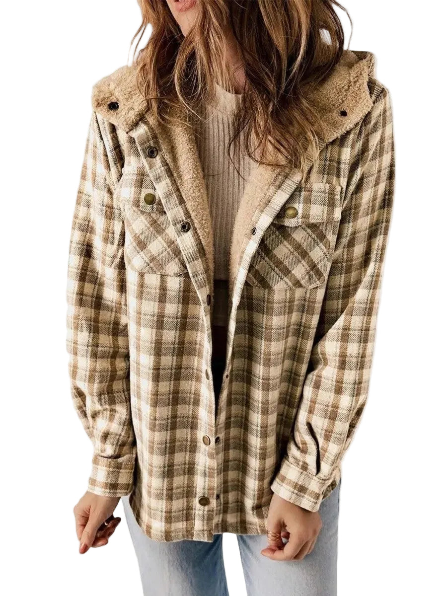 Veste Femme à Carreaux avec Capuche 0
