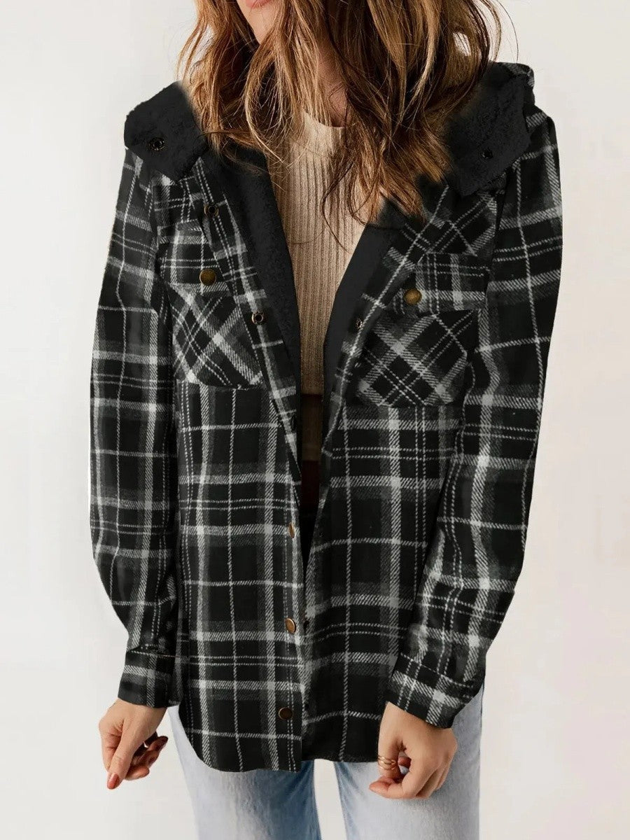 Veste Femme à Carreaux avec Capuche 2
