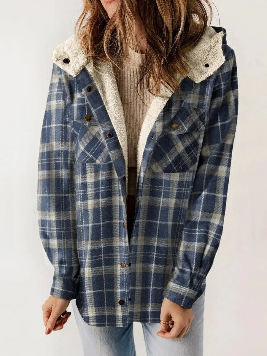Veste Femme à Carreaux avec Capuche 3