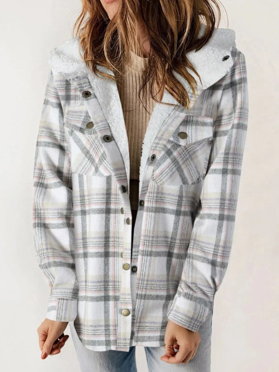 Veste Femme à Carreaux avec Capuche 4
