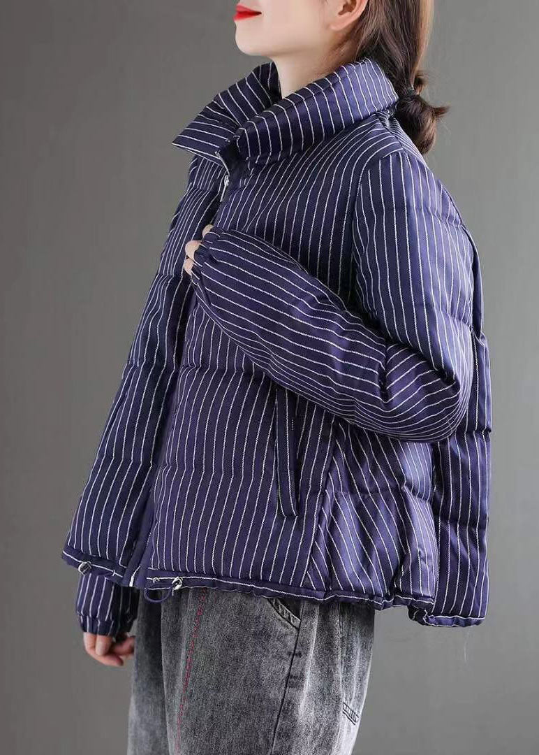Veste Hiver Chic à Col Montant Rayé 2