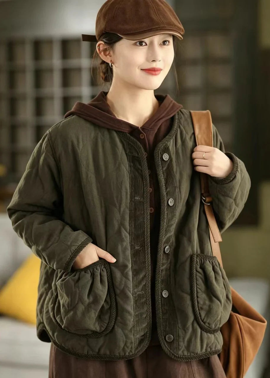 Veste Hiver Femme Décontractée Patchwork avec Poches Pratiques 3