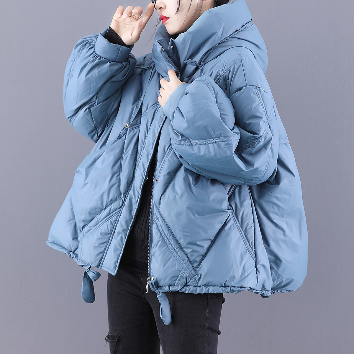 Veste Hiver Femme à Capuche en Duvet, Coupe Ample et Zippée 1