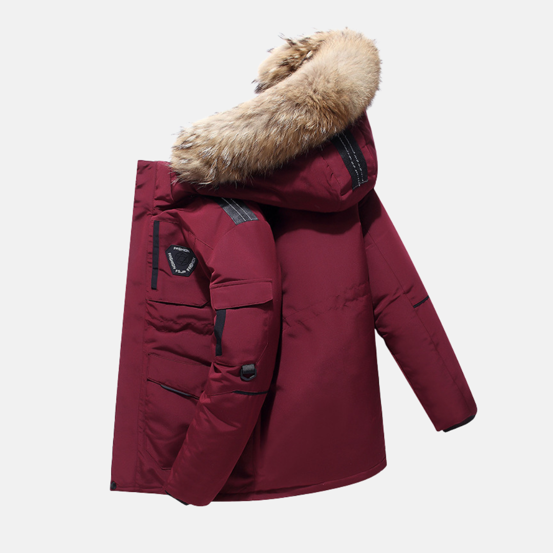 Veste Hiver Homme Col En Fausse Fourrure Moderne 1