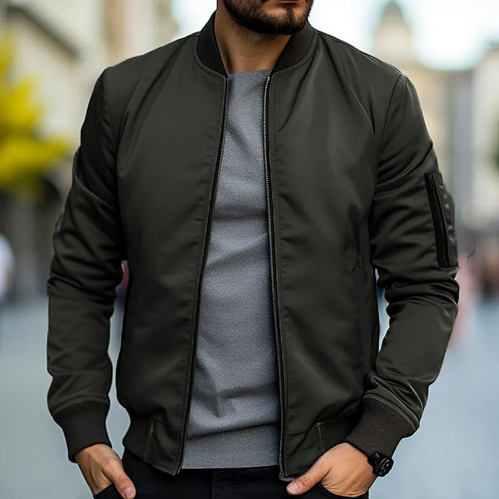 Veste Homme Bomber Style Urbain Col Montant 1