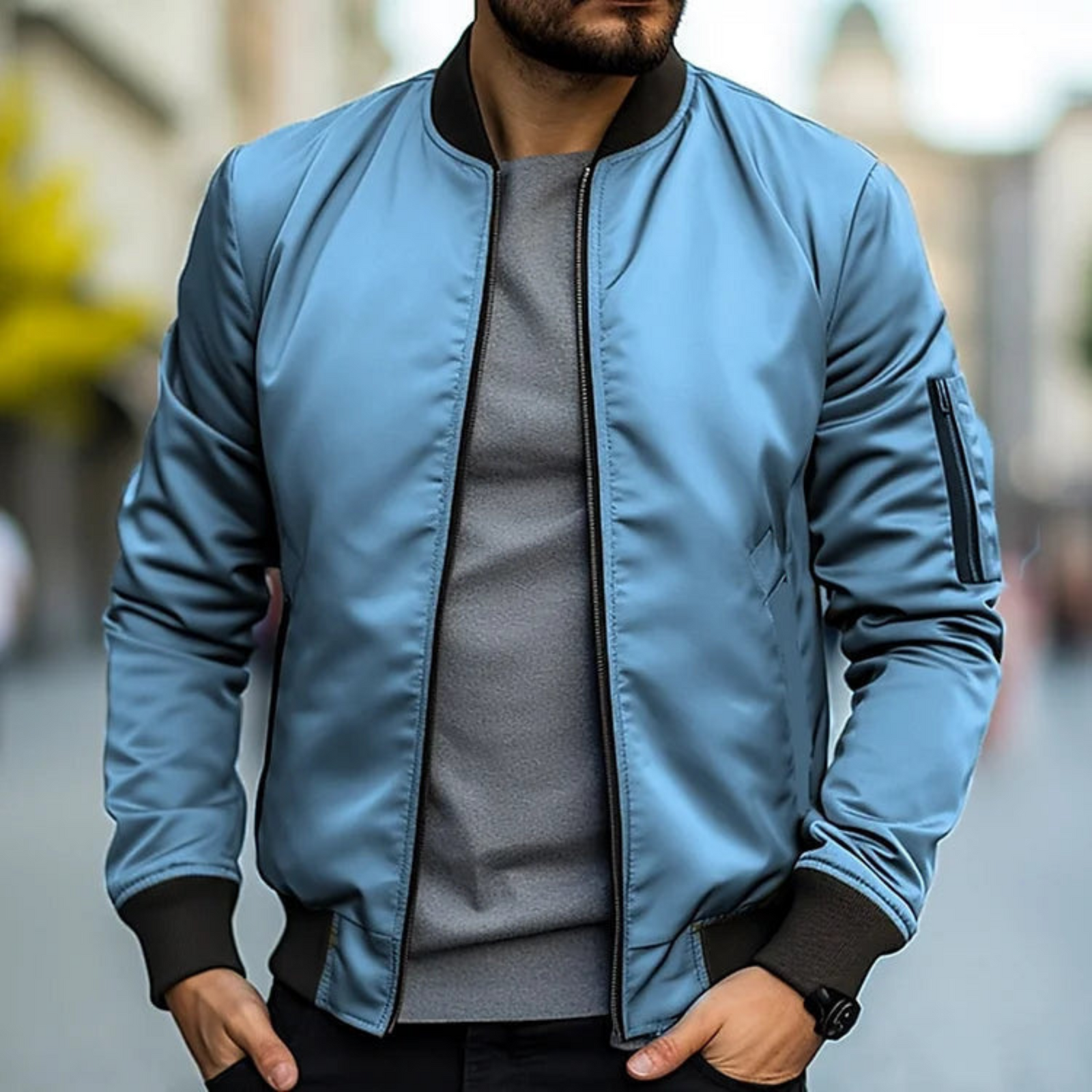 Veste Homme Bomber Style Urbain Col Montant 2