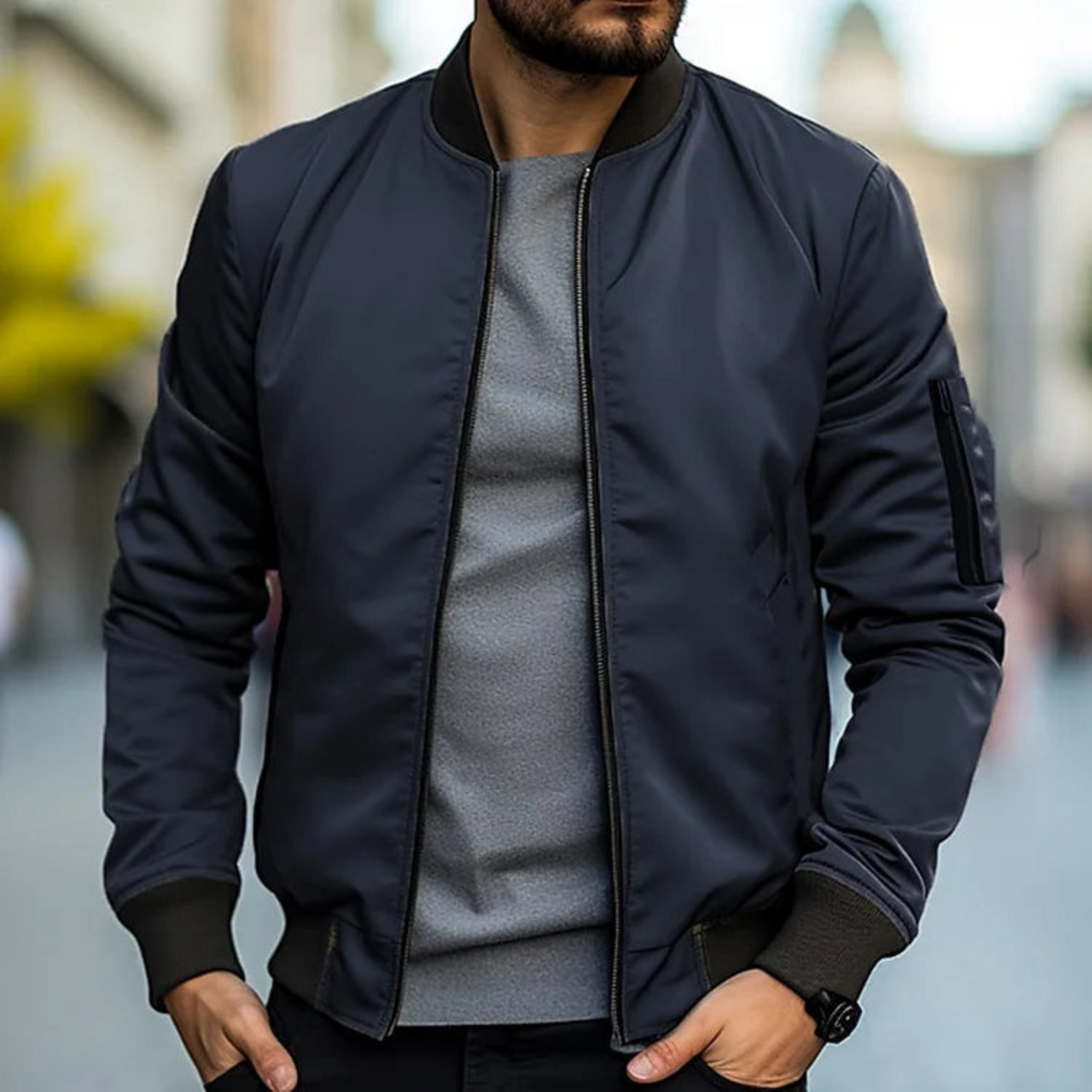 Veste Homme Bomber Style Urbain Col Montant 4
