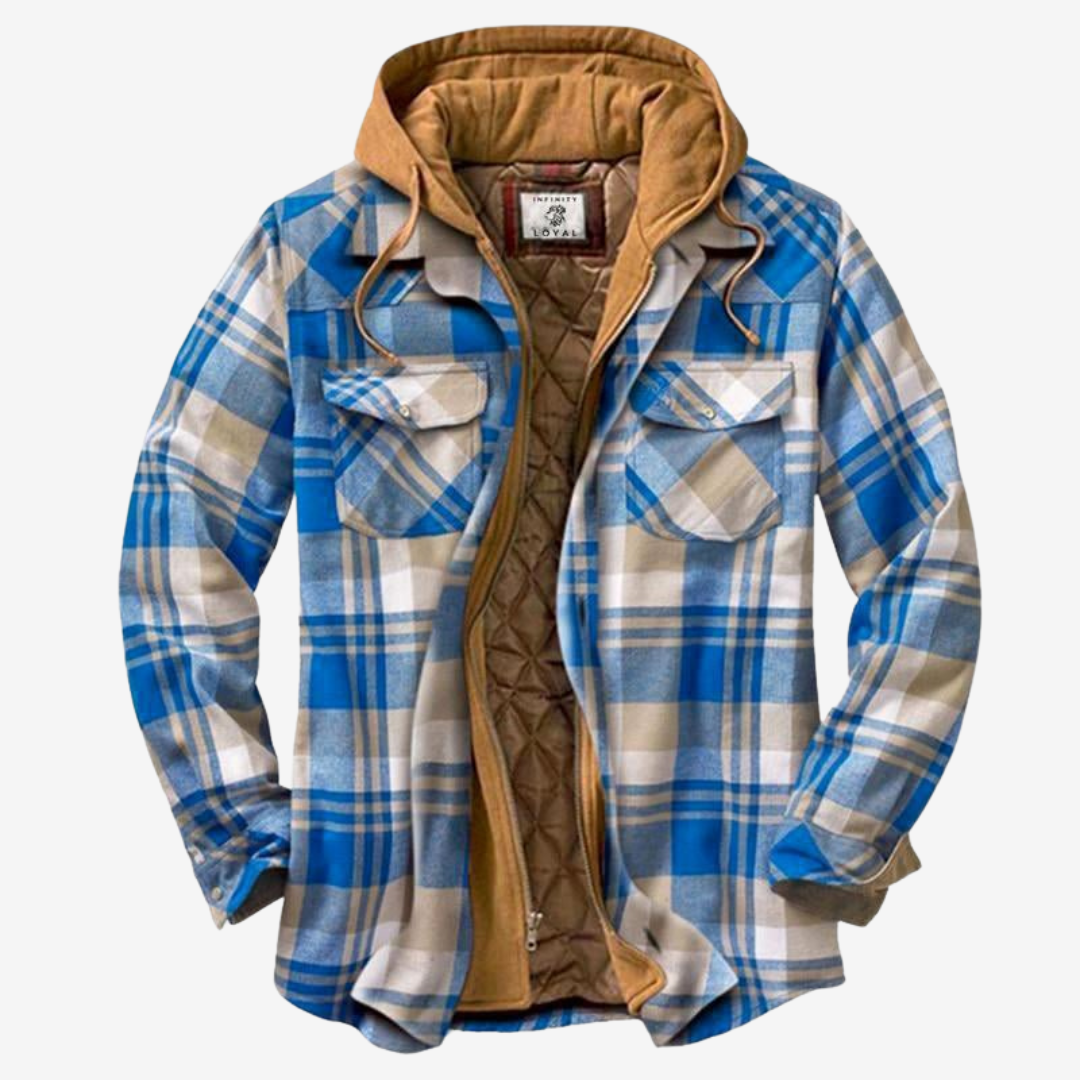 Veste Homme à Capuche Carreaux Fleece Décontractée 1