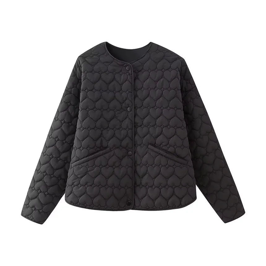 Veste Matelassée Femme à Motif Coeurs 0