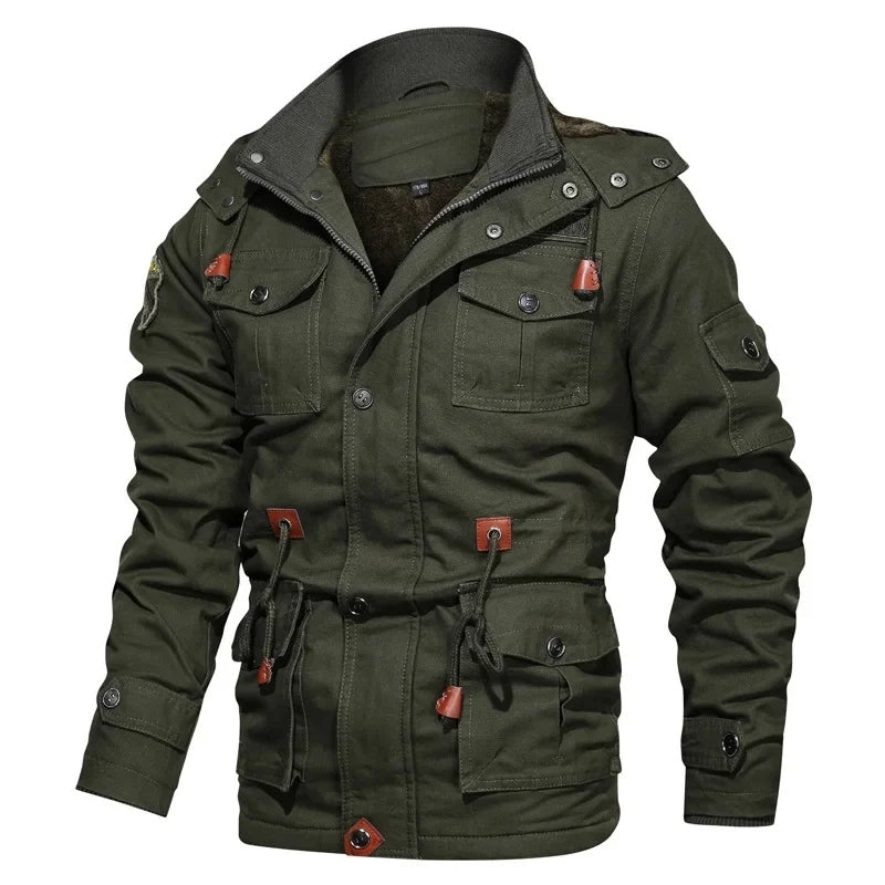 Veste Militaire Mi-Longue pour Hommes avec Capuche 2