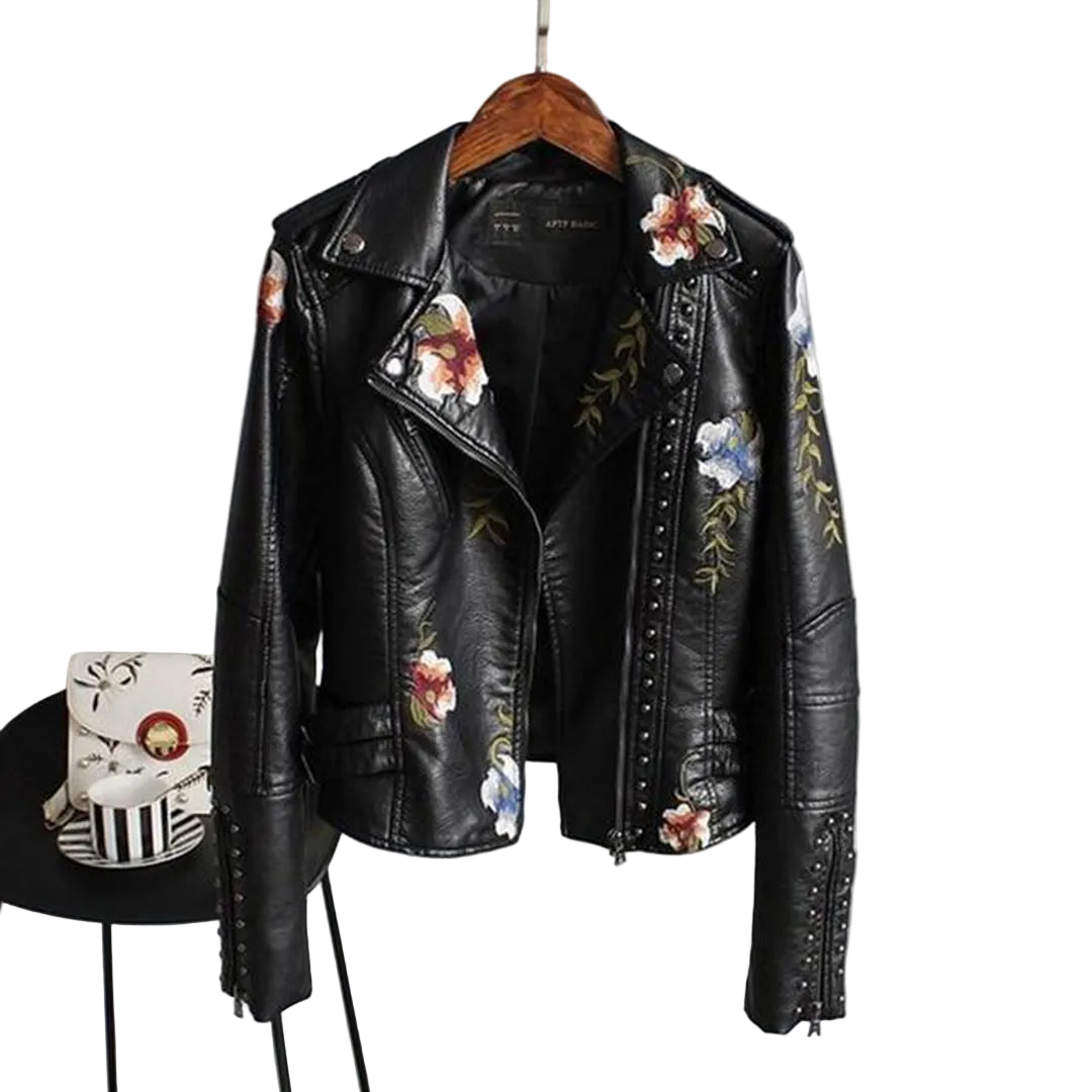 Veste Motard Femme à Motif Floral 0