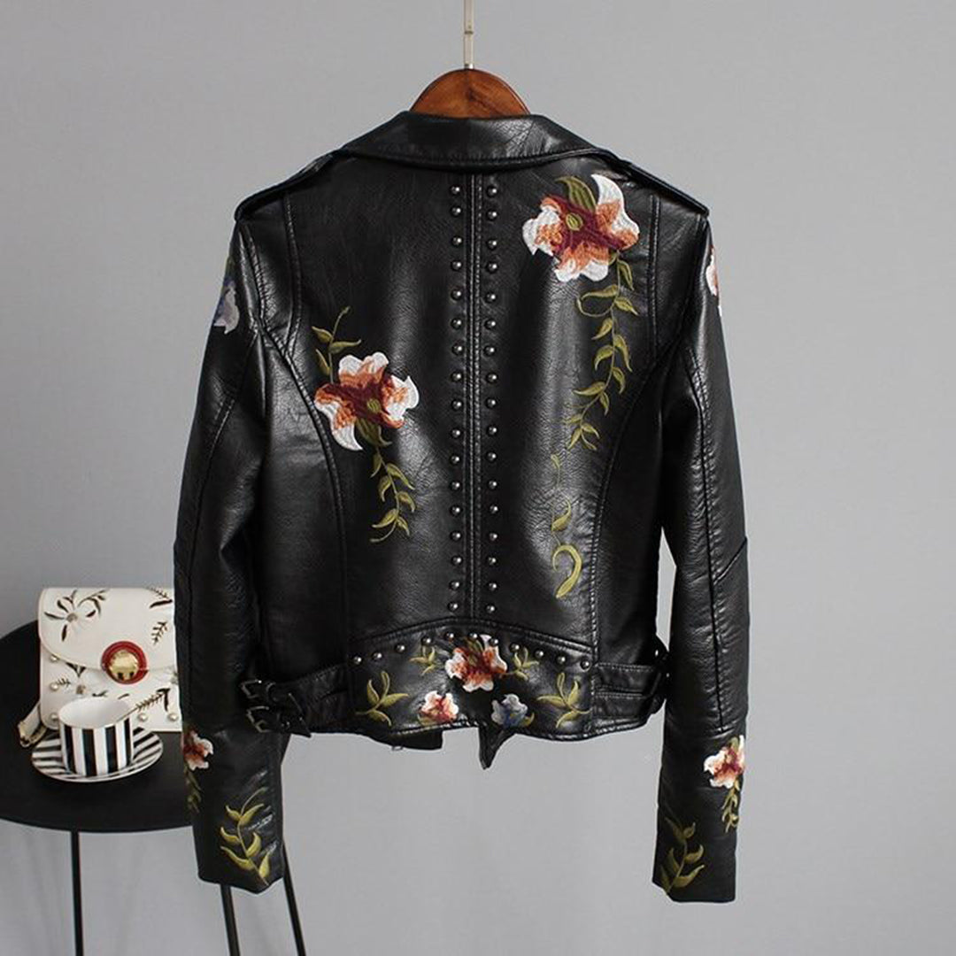 Veste Motard Femme à Motif Floral 1