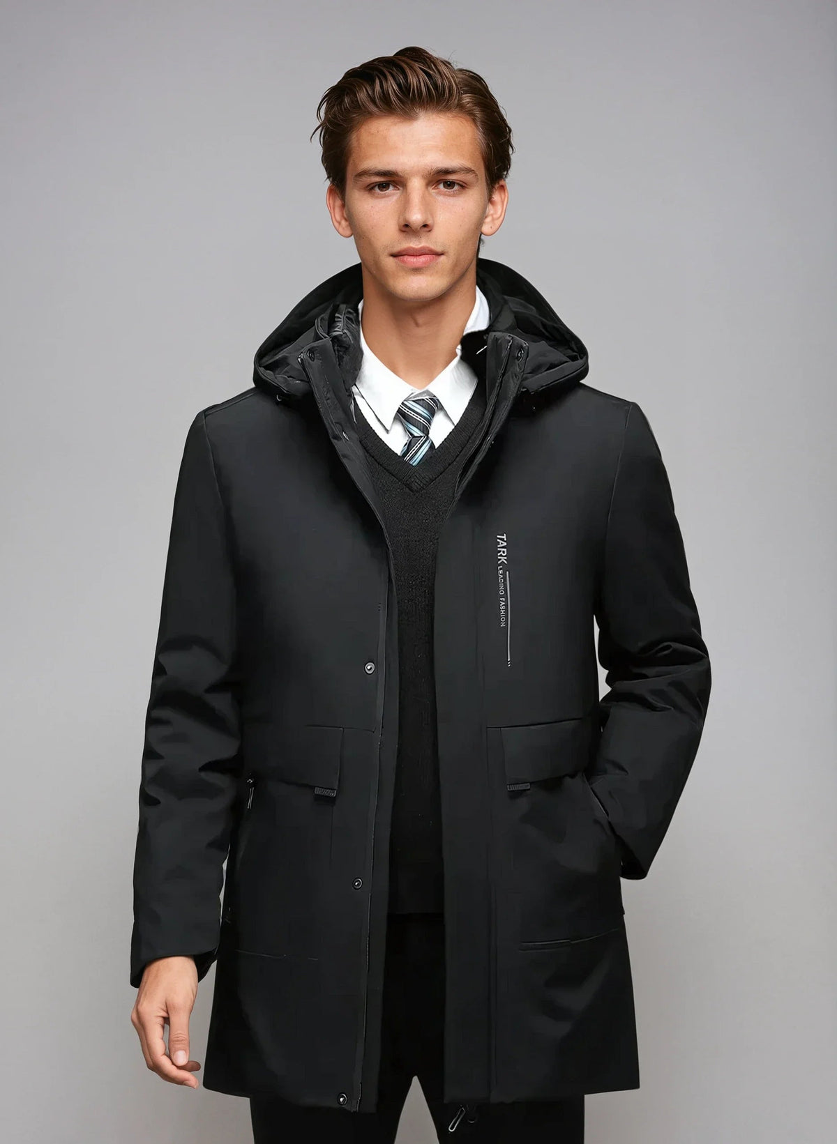Veste Parka Homme Moderne avec Capuche et Poches Zippées 1
