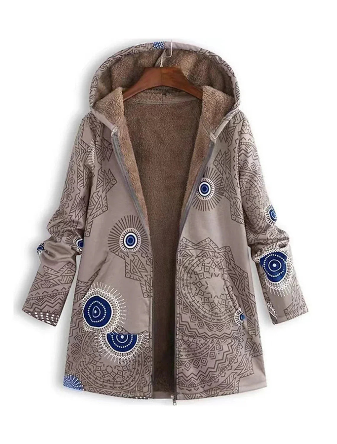 Veste à Capuche Femme Doublée Motifs Géométriques 1