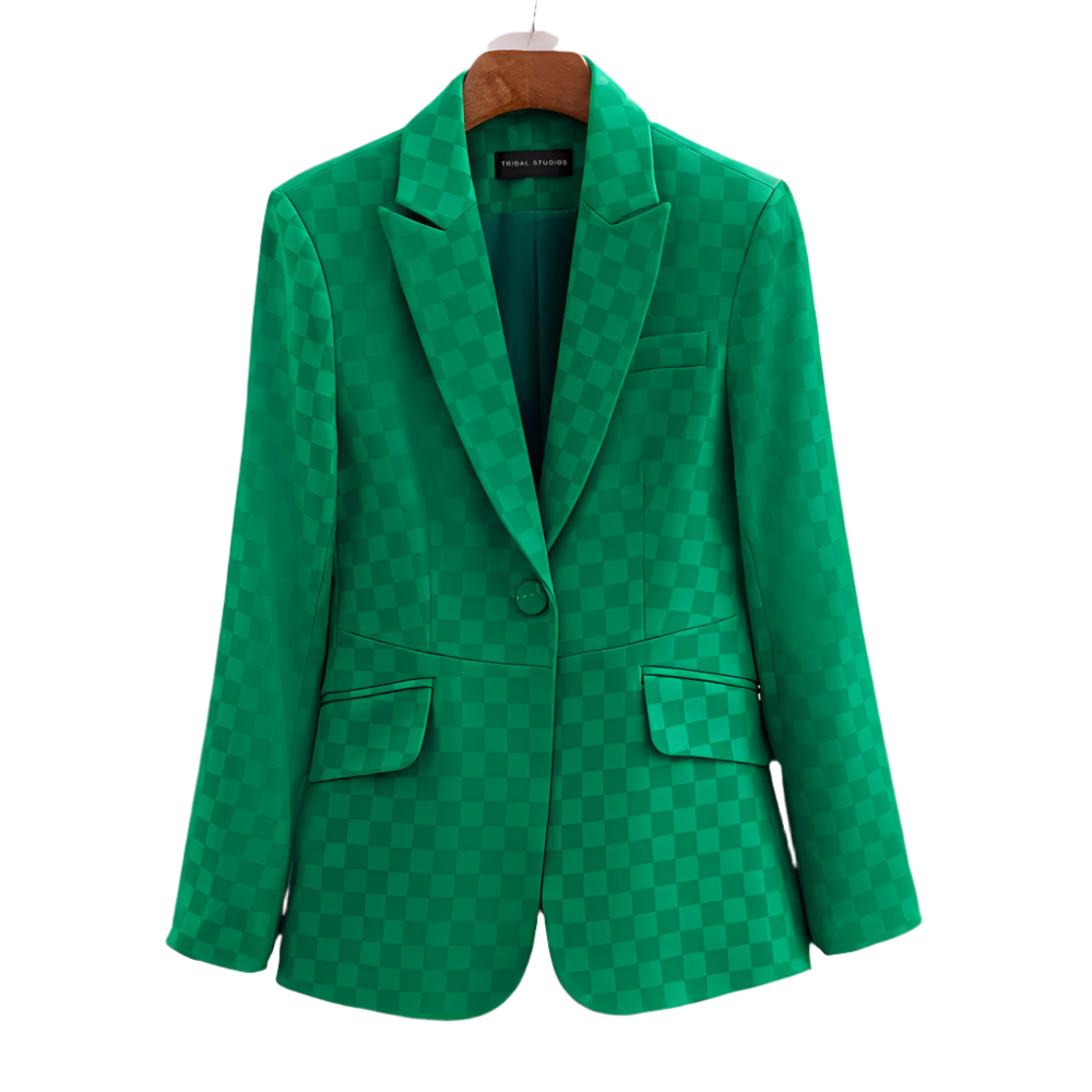 Veste à Carreaux Élégante pour Femme en Mélange Acétate-Spandex 0