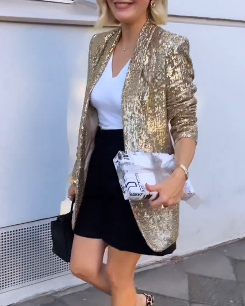 Veste à Paillettes Dorées pour Femmes Glamour 2