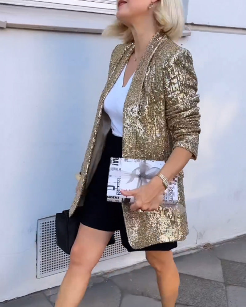 Veste à Paillettes Dorées pour Femmes Glamour 3