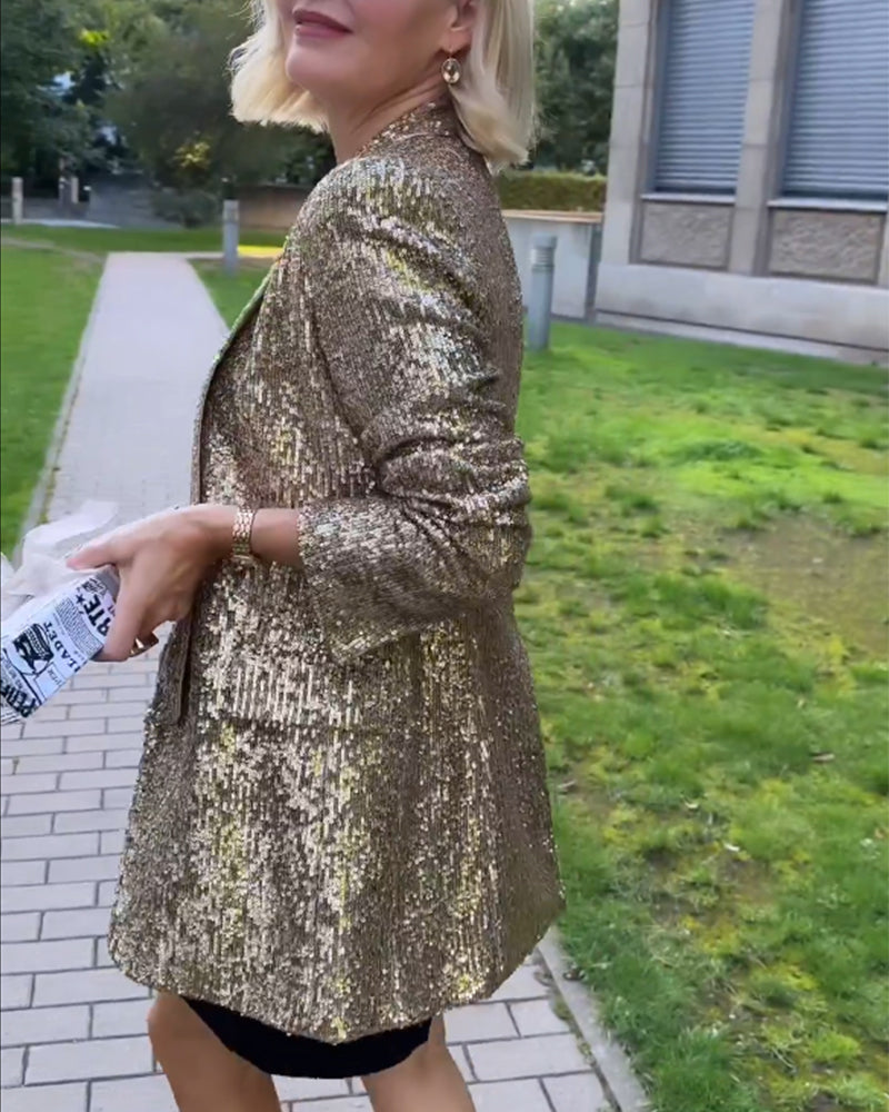 Veste à Paillettes Dorées pour Femmes Glamour 4