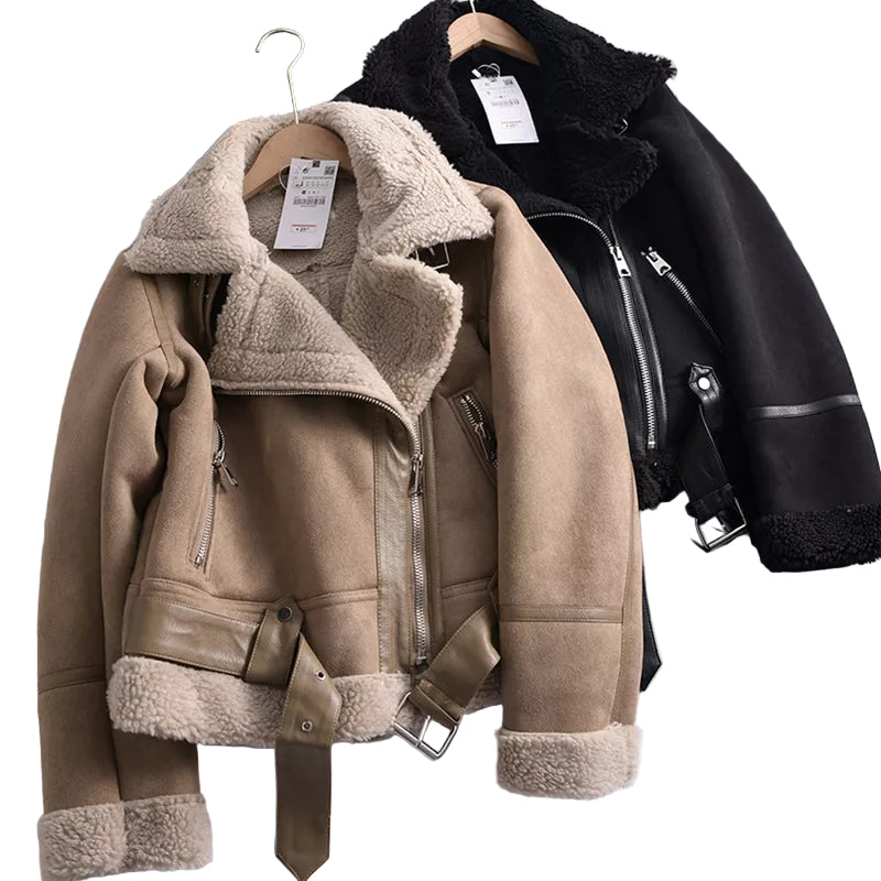 Veste d'Hiver Femme en Cuir Suédé Tendance 0