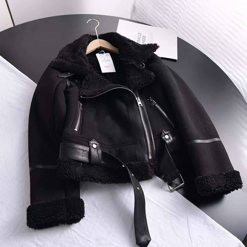 Veste d'Hiver Femme en Cuir Suédé Tendance 1