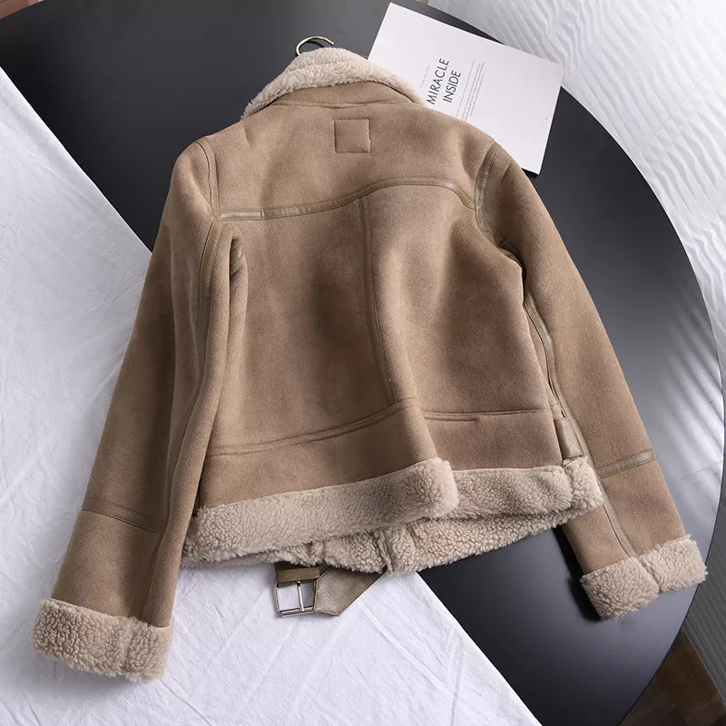 Veste d'Hiver Femme en Cuir Suédé Tendance 2
