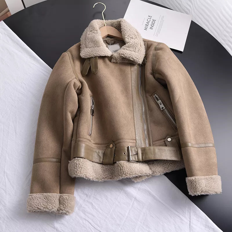 Veste d'Hiver Femme en Cuir Suédé Tendance 4