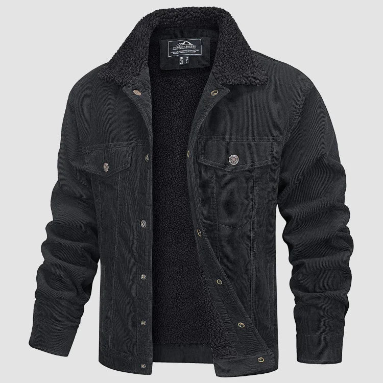 Veste d'Hiver Longue pour Hommes en Corduroy 1