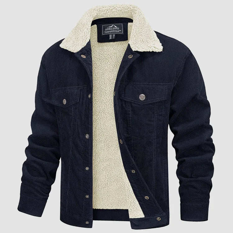 Veste d'Hiver Longue pour Hommes en Corduroy 3