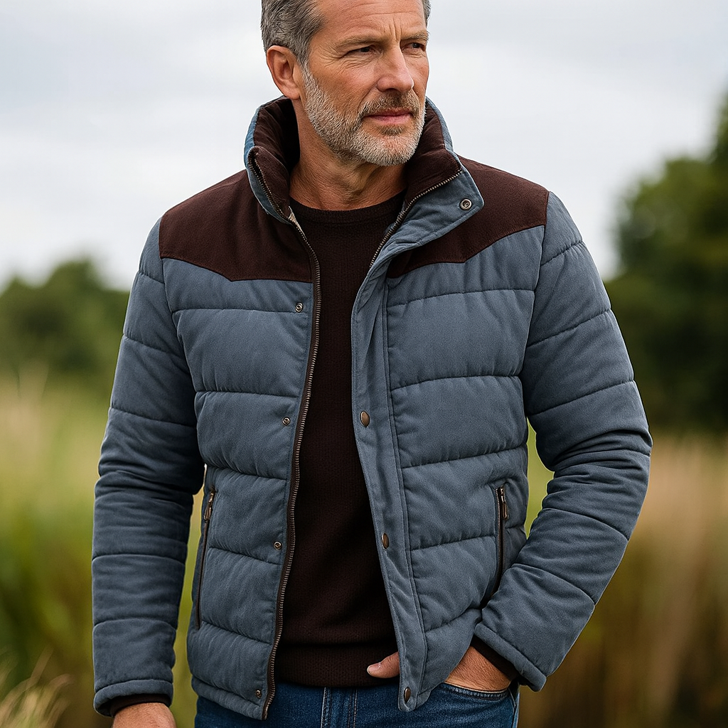 Veste d'hiver Matelassée pour Hommes avec Détails en Daim 3