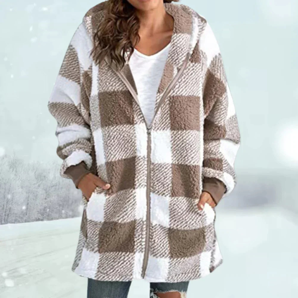Veste d'hiver à carreaux pour femme 1