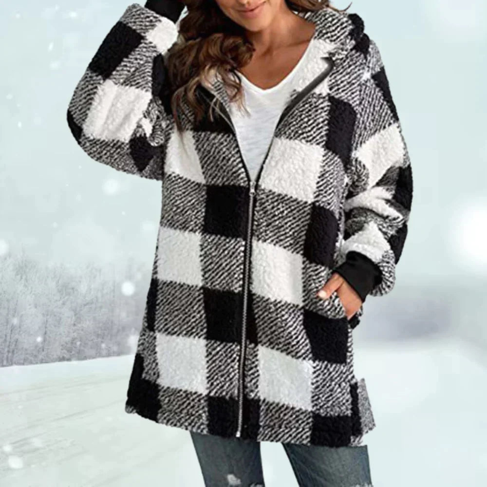 Veste d'hiver à carreaux pour femme 2