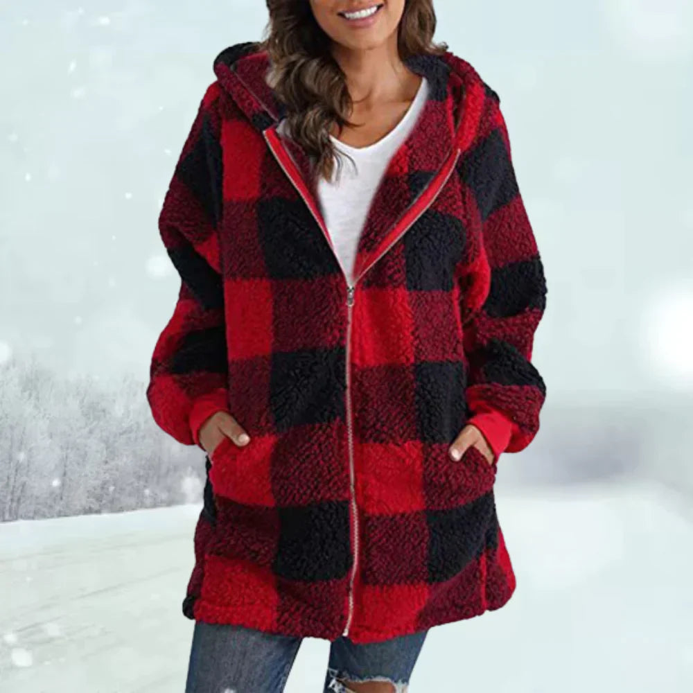 Veste d'hiver à carreaux pour femme 4