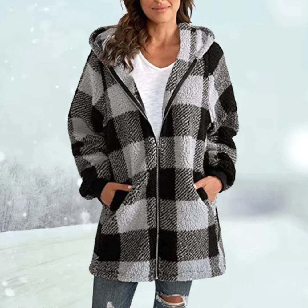 Veste d'hiver à carreaux pour femme 5