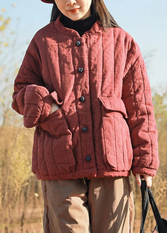 Veste d'hiver ample à poches et boutons patchwork pour femme 3