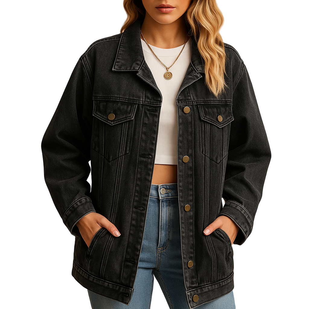 Veste d'hiver en jean pour femmes avec boutons 0