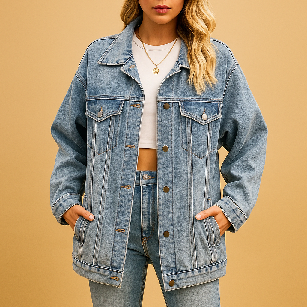 Veste d'hiver en jean pour femmes avec boutons 1