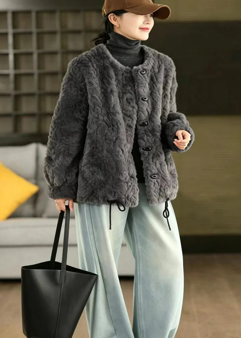 Veste d'hiver femme à col rond avec cordon de serrage 4