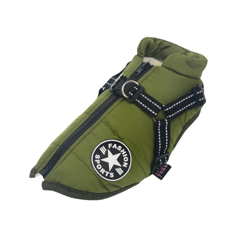 Veste d'hiver pour chiens avec harnais réfléchissant 0