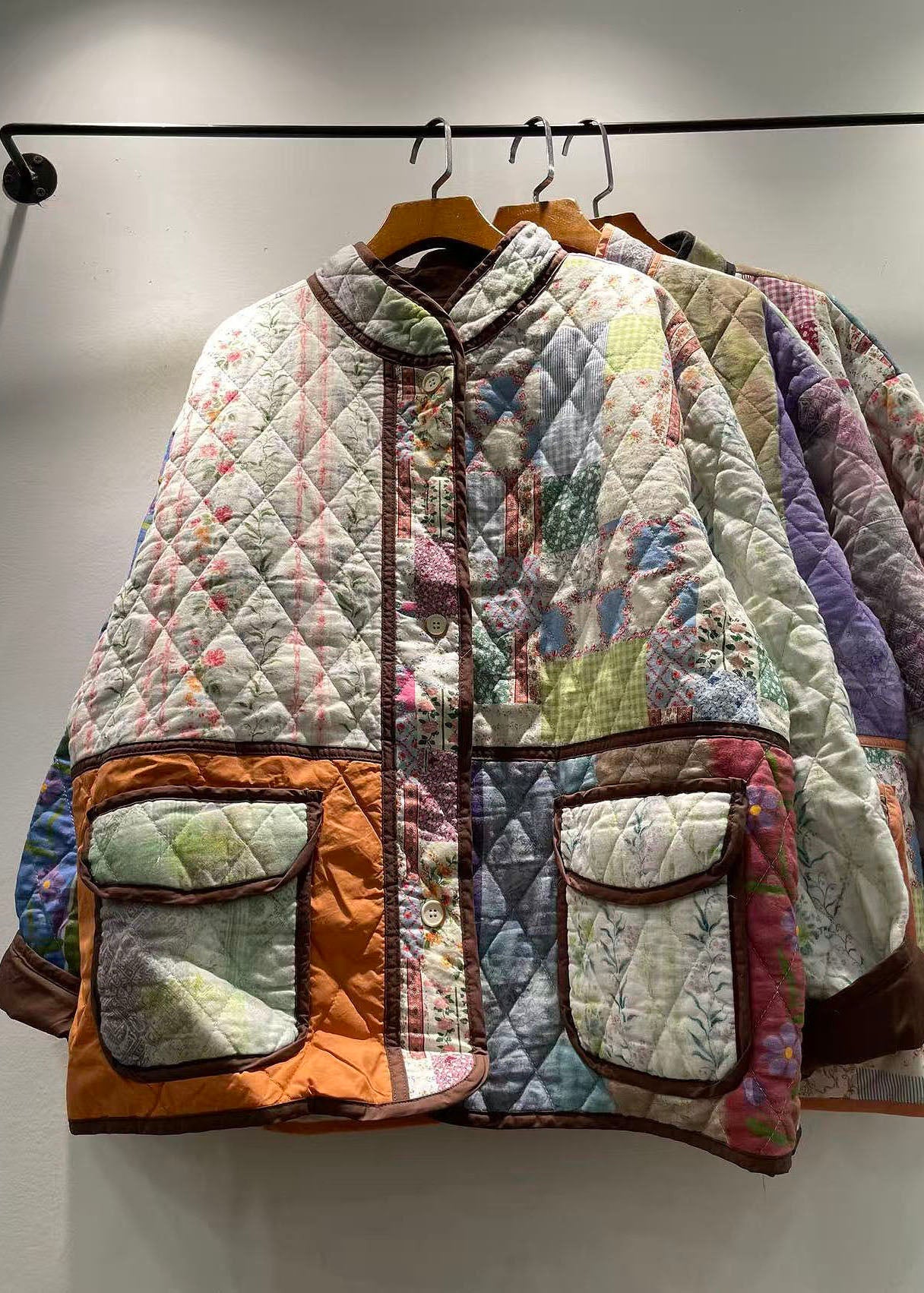 Veste d'hiver pour femme style patchwork avec poches 4