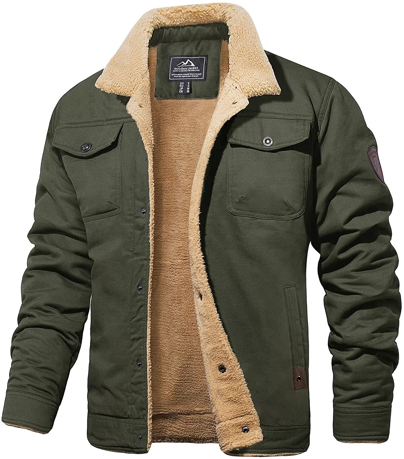 Veste d'hiver pour homme, doublure sherpa, déperlante, conception robuste 1