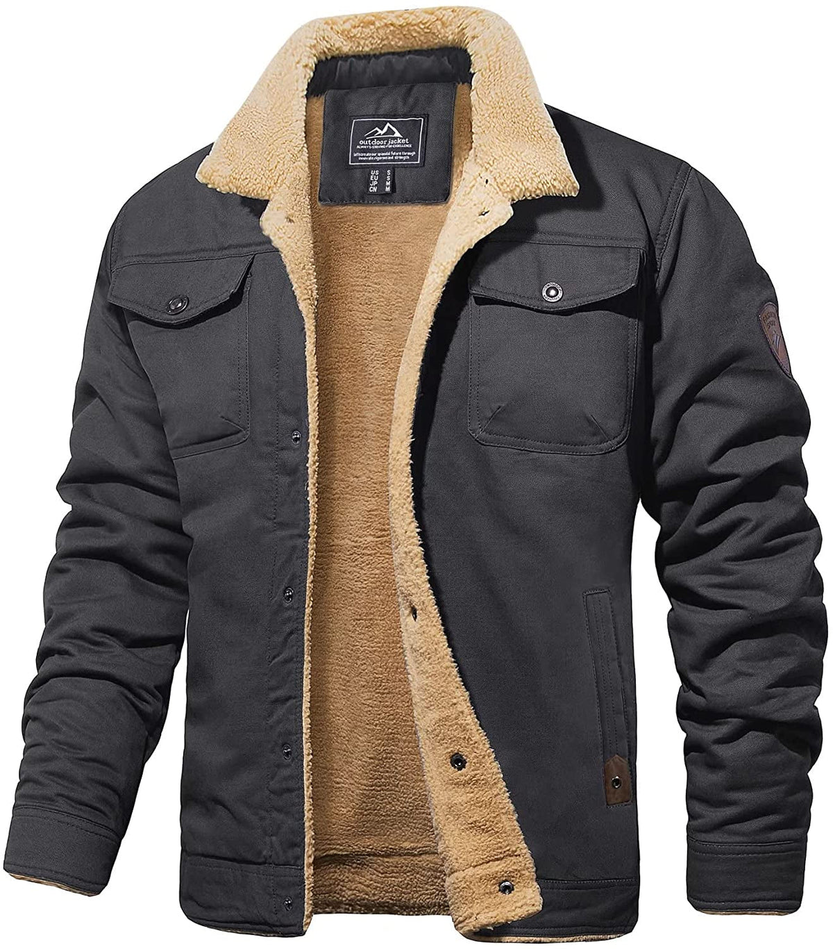 Veste d'hiver pour homme, doublure sherpa, déperlante, conception robuste 2